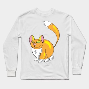 Ginger Cat Funny Character Primitive Style Cartoon Long Sleeve T-Shirt